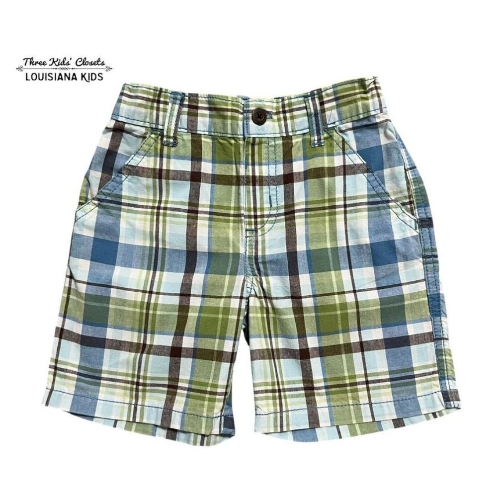 Gymboree 18-24m Blue Green Brown Plaid Shorts